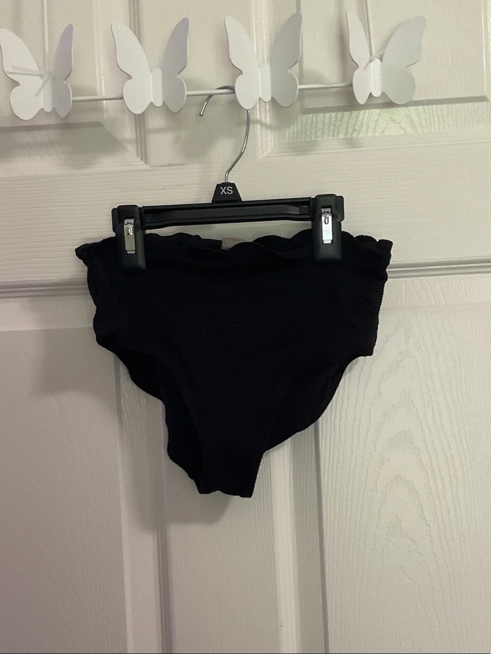 Old Navy Black Ribbed High-Waist Kids Swim Bottoms